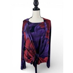 Chico’s Travelers Gorgeous 2 Piece Floral Twinset Top & Jacket Size 2 & 3